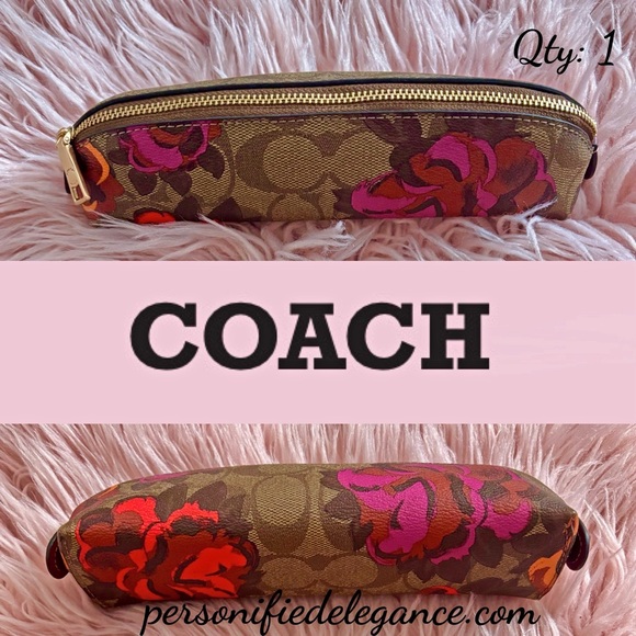 NEW Coach Jumbo Floral Khaki Multi Coated Canvas Pencil Case Makeup Bag - Picture 16 of 16